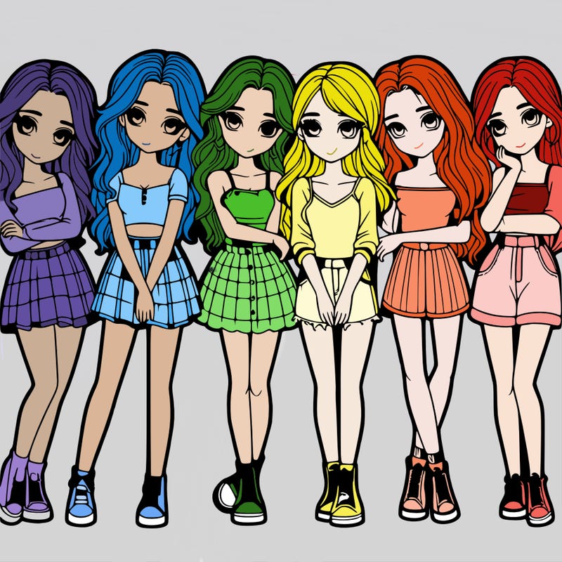 a group of girls realistic