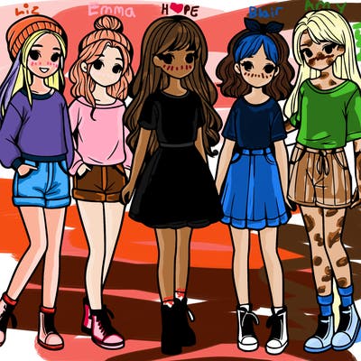 a group of five girls