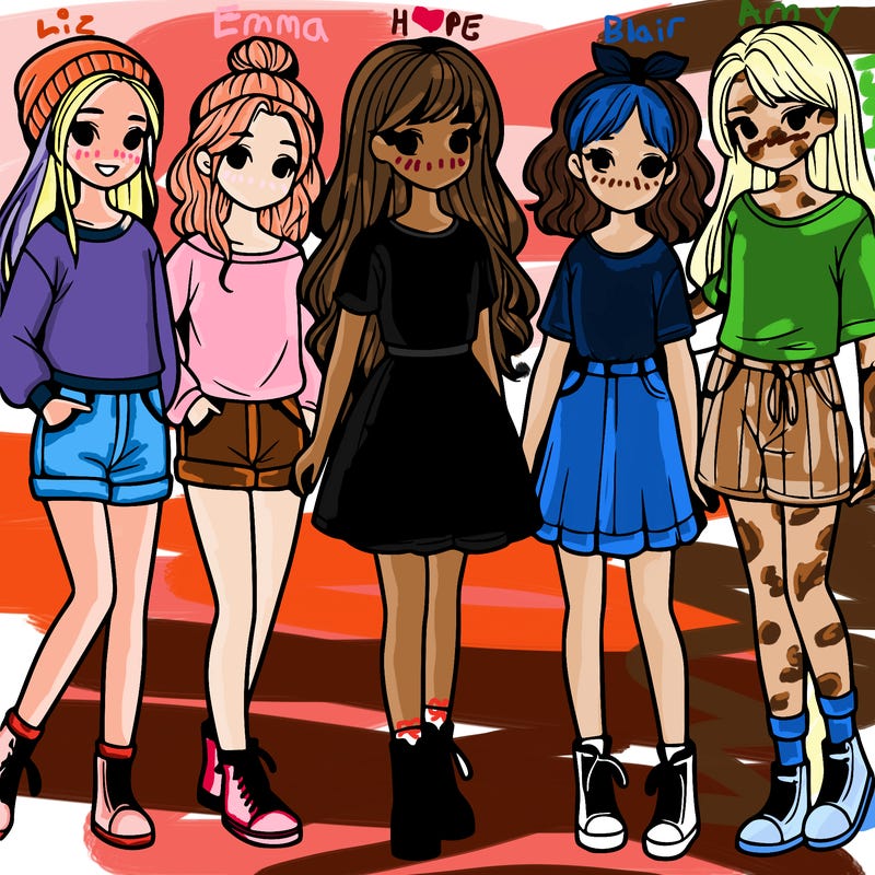 a group of five girls