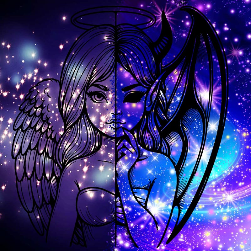 realistic angel half demon