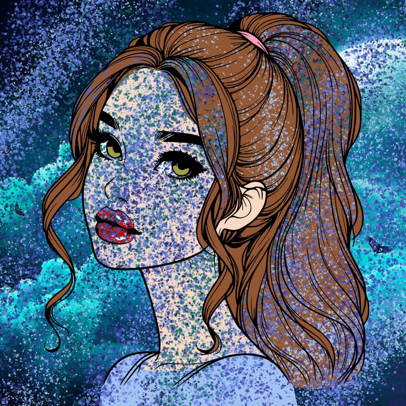 realistic girl with a ponytail on her hair and lips