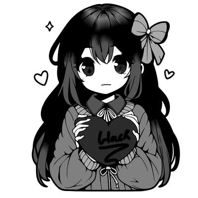 anime girl holding a heart balloon