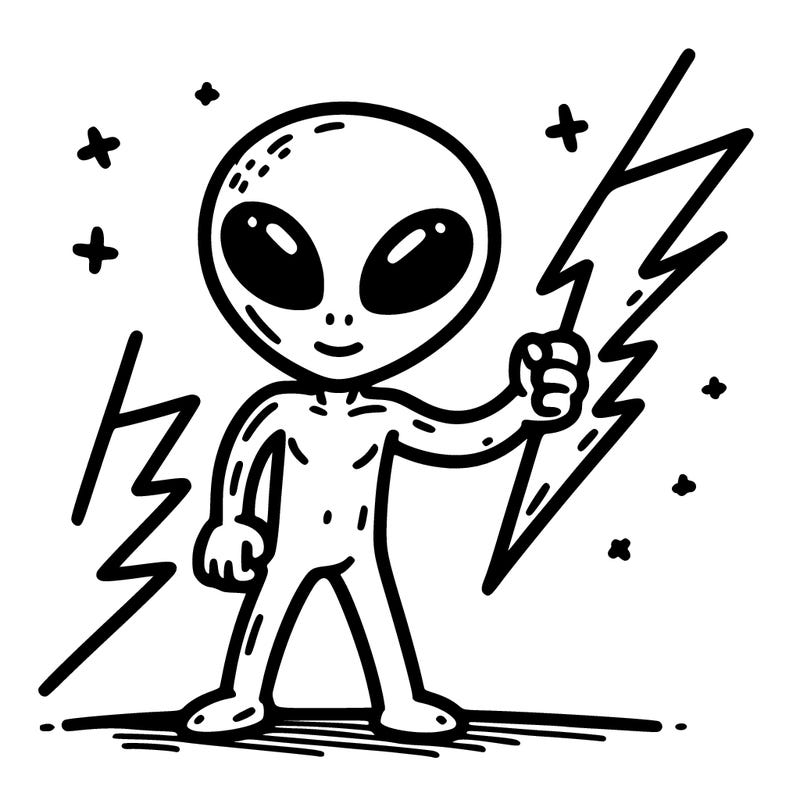 alien with a lightning bolt