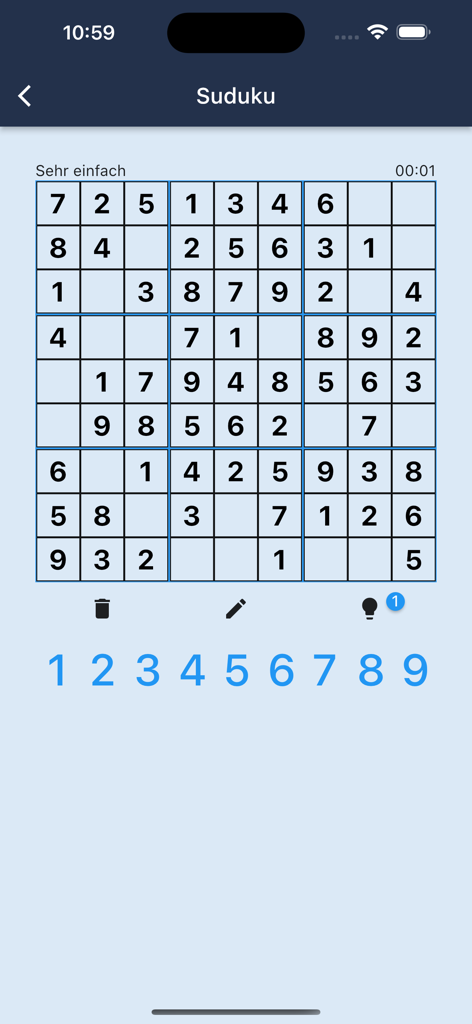 Sudoku Multiplayer - Gameplay de Sudoku Multijoueur montrant une grille de puzzle logique classique 9x9 et des icônes de sélection de chiffres