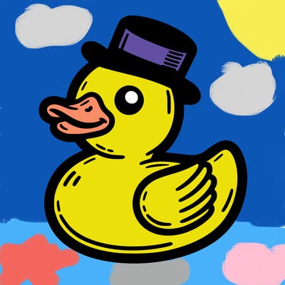 rubber duck with a top hat