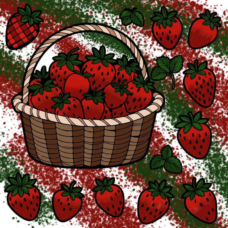 some strawberry fruit inside basket