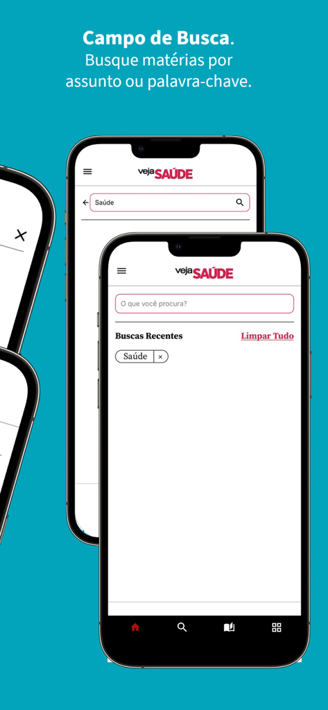 VEJA SAUDE mobile app search screen for health articles