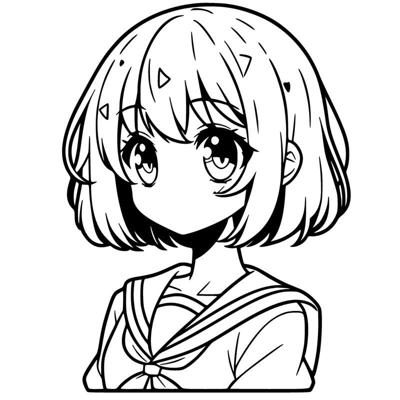 a anime girl with short hair
