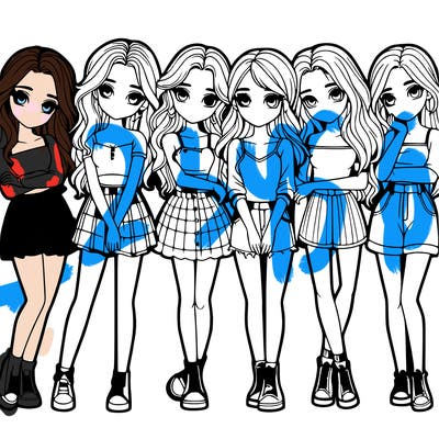 a group of girls realistic