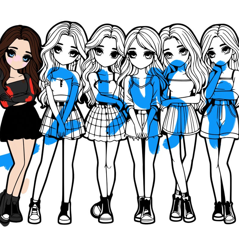 a group of girls realistic