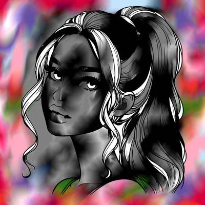 realistic girl with a ponytail on her hair and lips