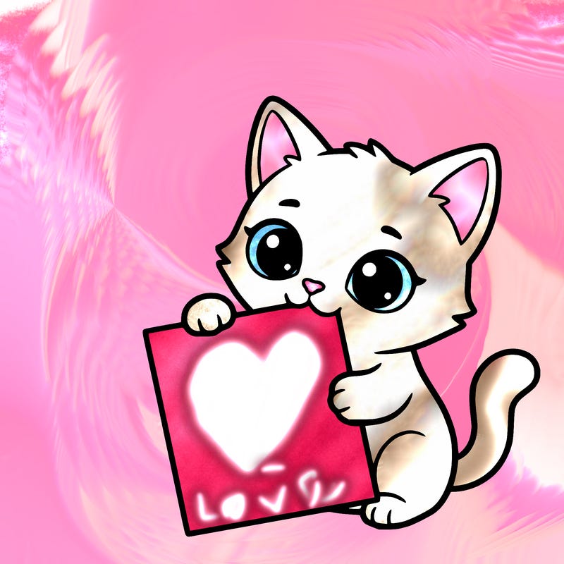 a small cat with a blank sheet of paper in its hand. the cat is sooooooo cute!
