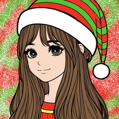 realistic girl with realistic santa hat
