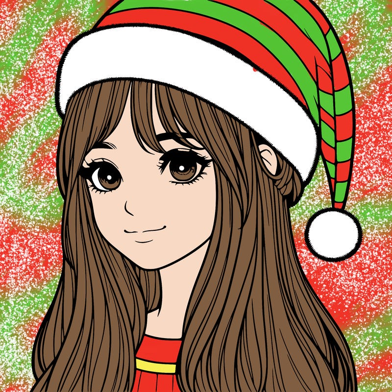 realistic girl with realistic santa hat