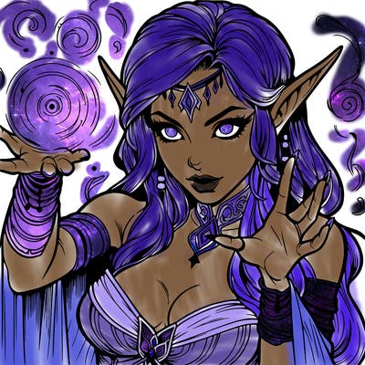 realistic scary beautiful elf sorceress casting spell