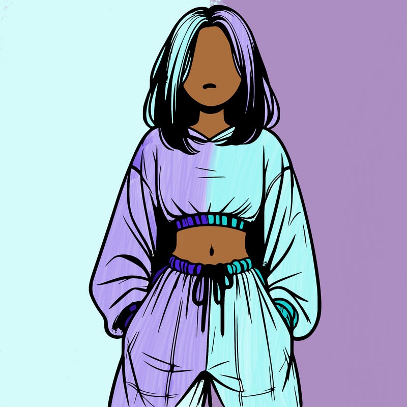 realistic girl faceless with baggy pants and a crop top