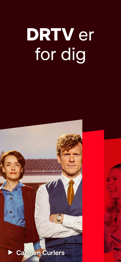DRTV - DRTV app screen showing characters from the Danish drama Carmen Curlers