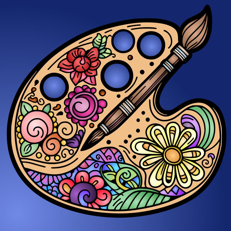 decorated paint palette