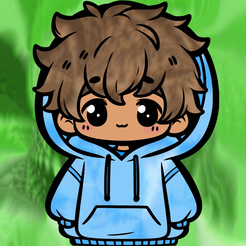 cute boy in oversized hoodie with fluffy two toned hair