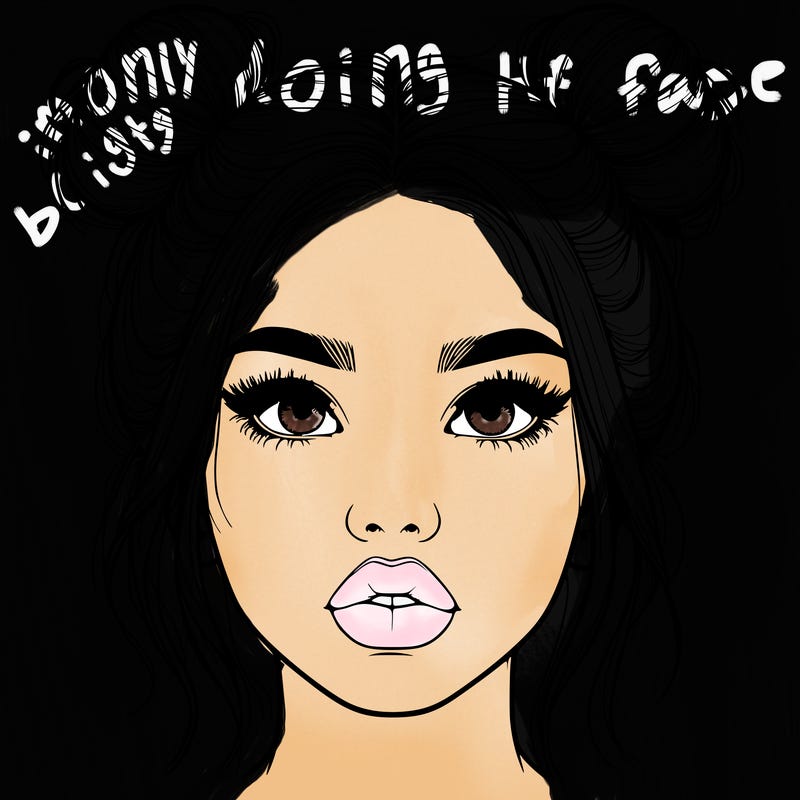 realistic girl with two buns on her hair and lips