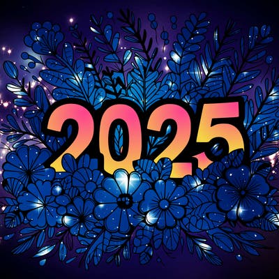 2025 floral big numbers