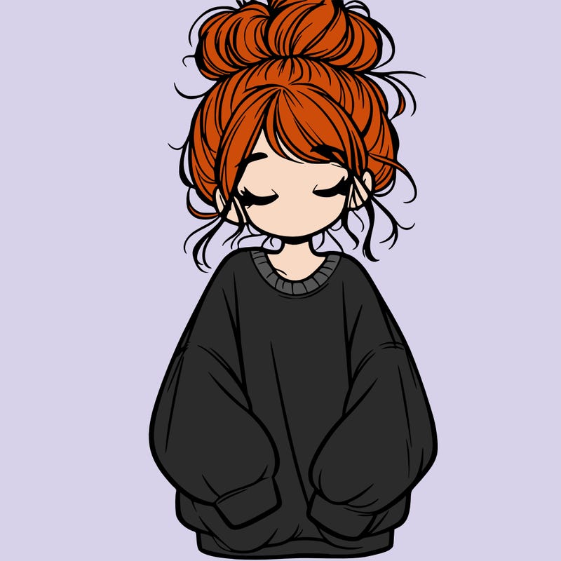 girl with baggy sweatshirt and messy bun