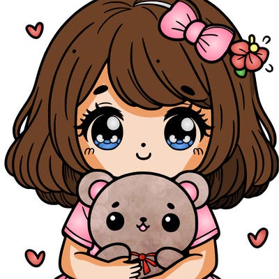 a girl holding a cute plushie