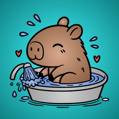 capybara taking a bath
