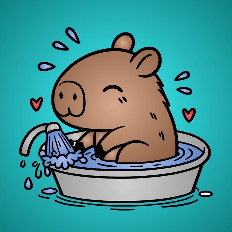 capybara taking a bath