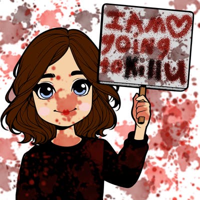 realistic girl holding up a sign