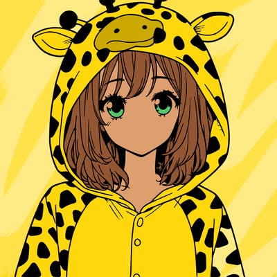 manga girl in giraffe onesie