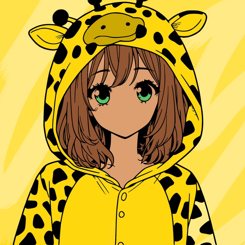manga girl in giraffe onesie