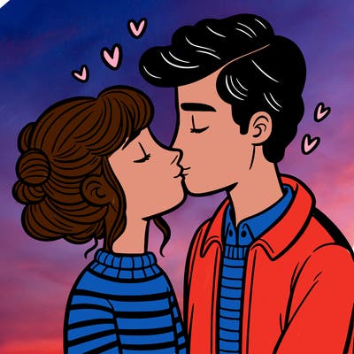 boyfriend and girlfriend kissing