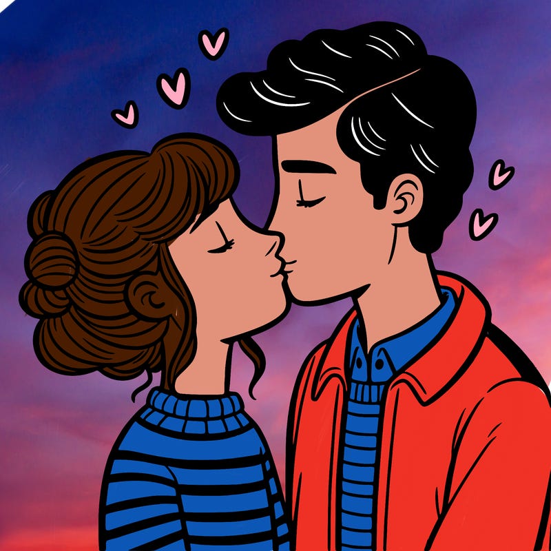 boyfriend and girlfriend kissing