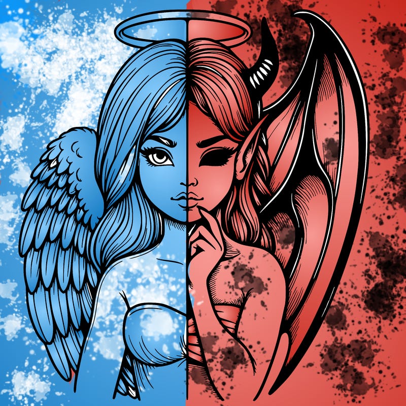 realistic angel half demon