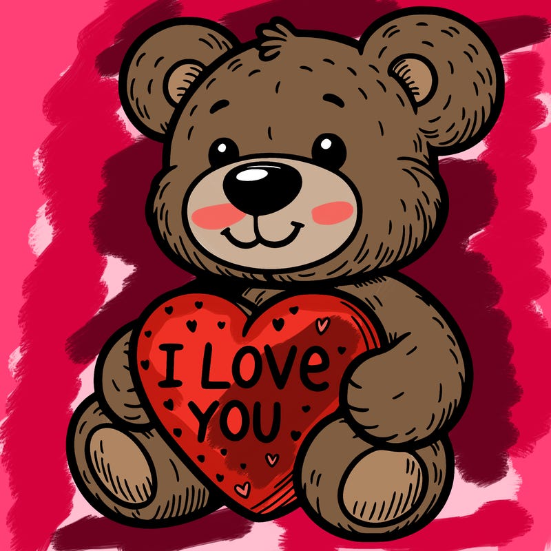 teddy bear holding an i love you heart