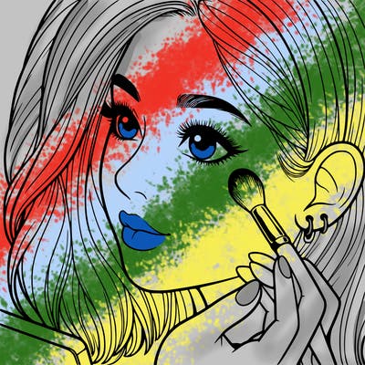 a realistic girl doing her makeup