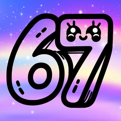 the numbers 67