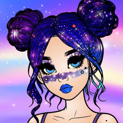 realistic girl with space buns