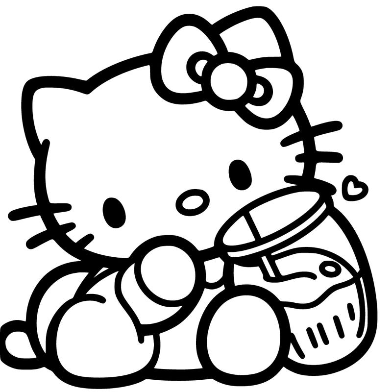 hello kitty drinking milk