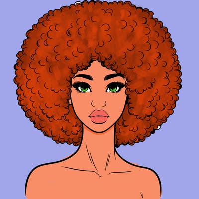 realistic lady with afro