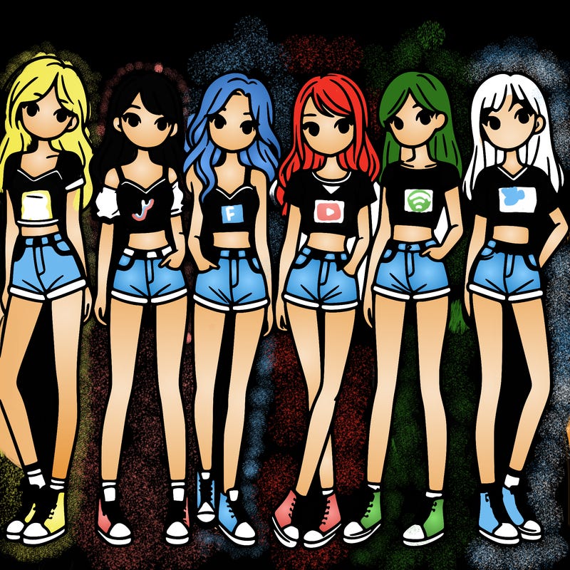 a group of girls wearing crop tops and shorts
