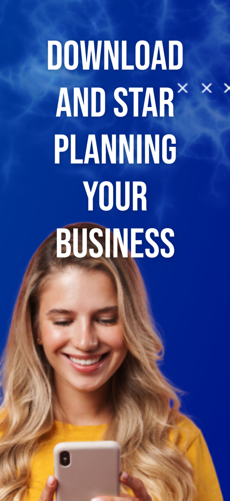 AI Business Plan Generator -KI - A smiling young woman using a smartphone to start planning her business with an AI generator
