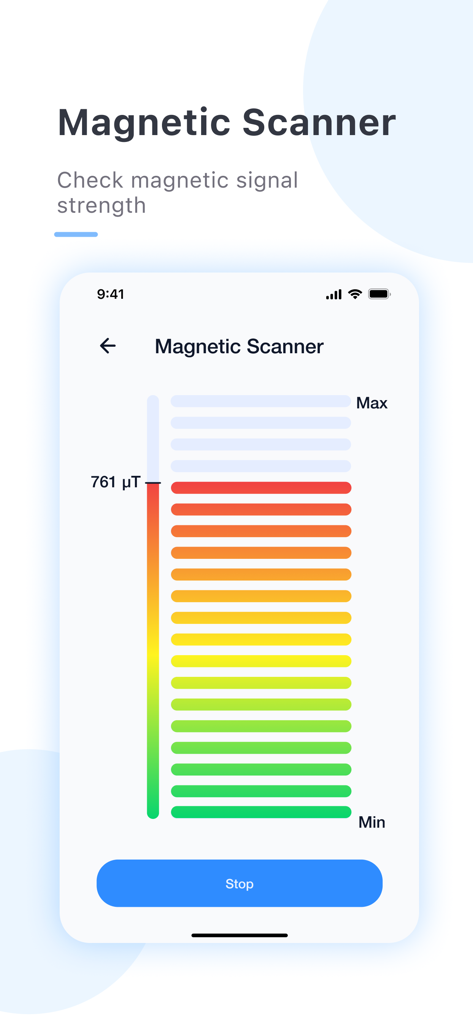 Yi iot + - Magnetic scanner screen showing signal strength meter in the Yi iot plus app
