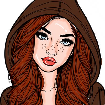 realistic beautiful girl with a hood on