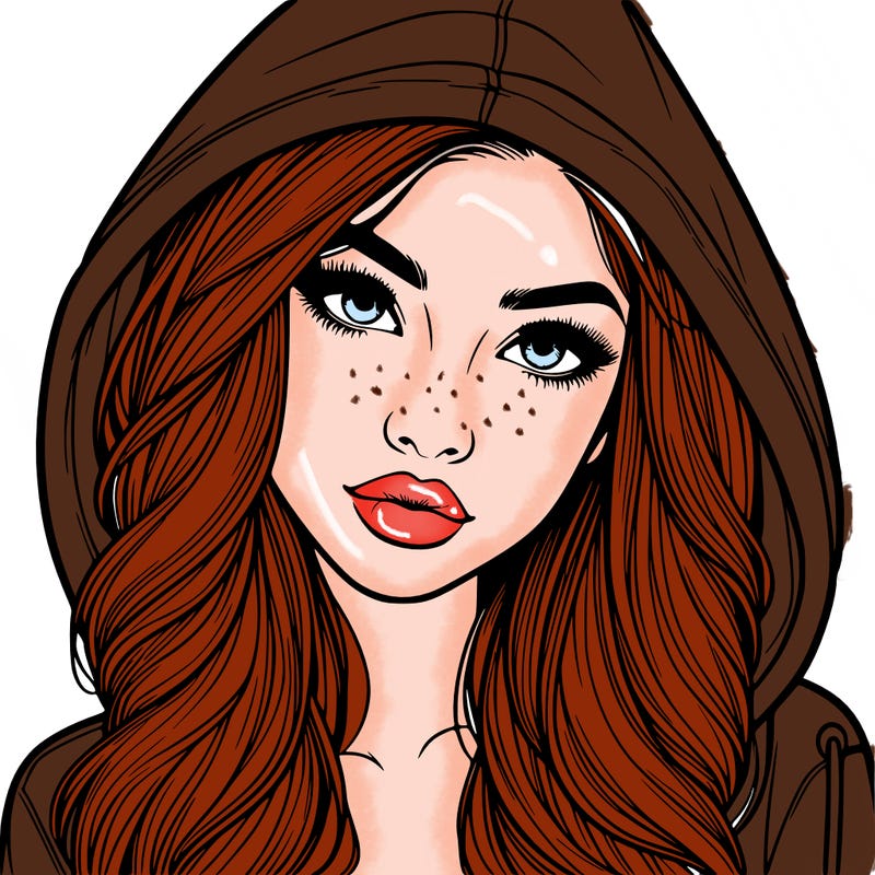 realistic beautiful girl with a hood on