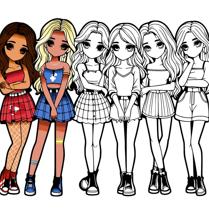 a group of girls realistic