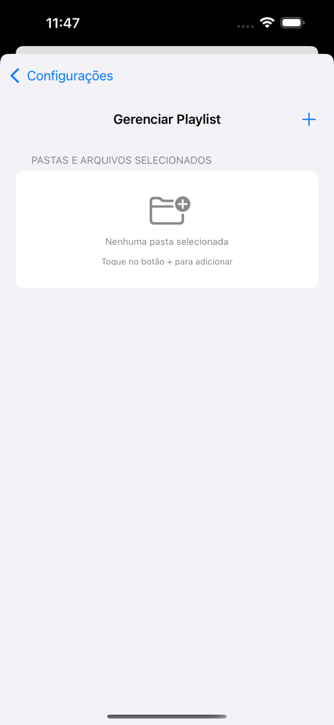 APPRADIO.PRO - Mix Live - Manage Playlist screen in the APPRADIO.PRO Mix Live app for adding audio folders and files.