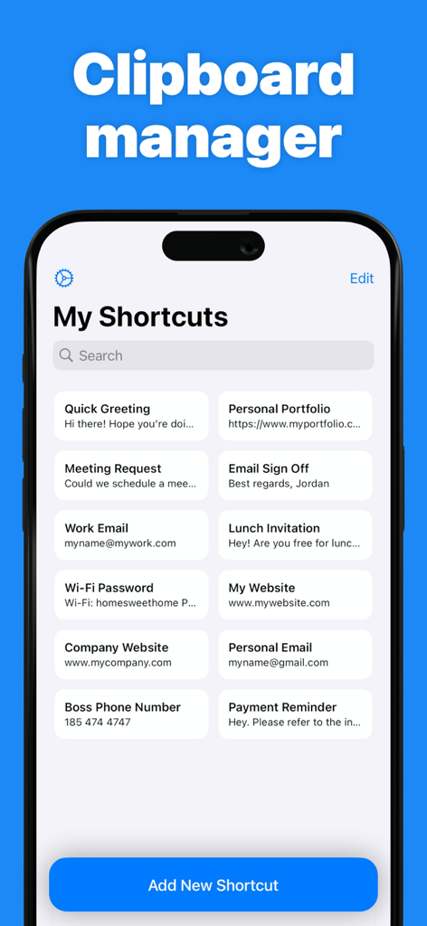 Clipboard Paste Keyboard - Lista de atajos de texto guardados en la aplicación Teclado de Pegado Rápido