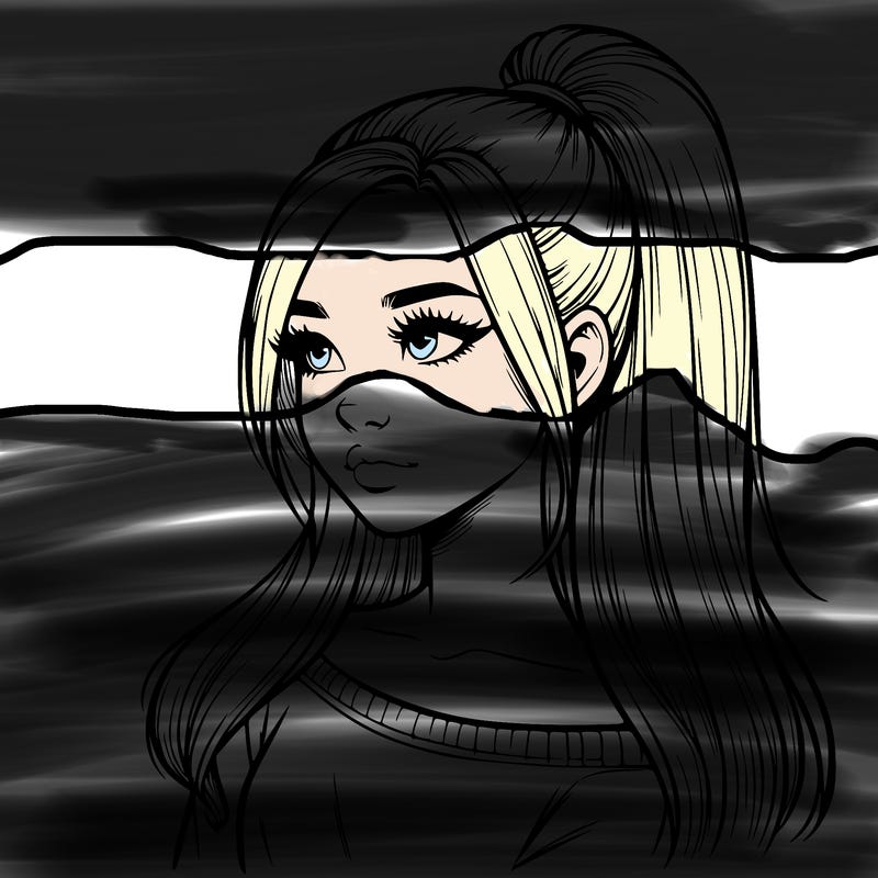 realistic girl with a high ponytail